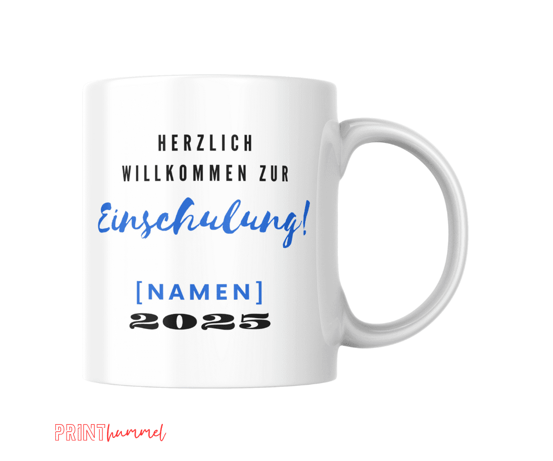 Personalisierte Einschulungstasse Blau mit Name – Geschenk zum Schulstart für Kinder