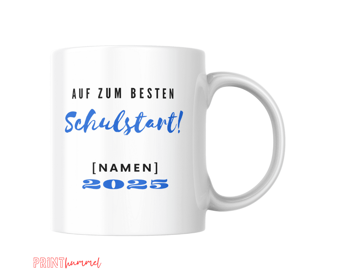 Schulstart 2025 Tasse personalisiert BLAU