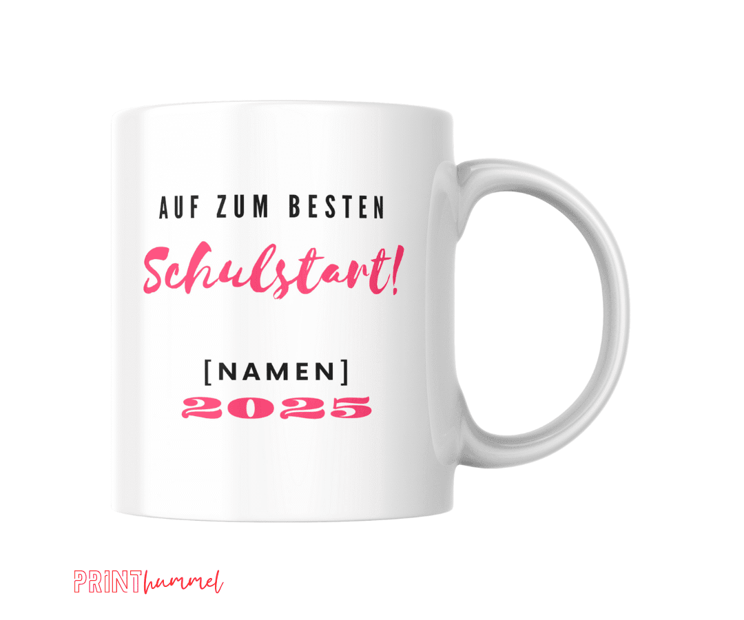 Personalisierte Einschulungstasse Pink mit Name – Geschenk zum Schulstart für Kinder