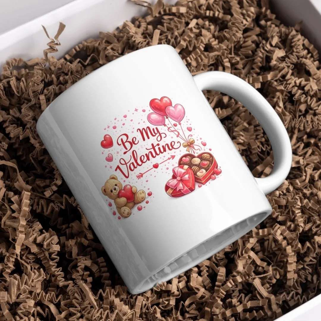 Romantische Kaffeetasse mit Herz Teddy und Pralinen – Bild 3