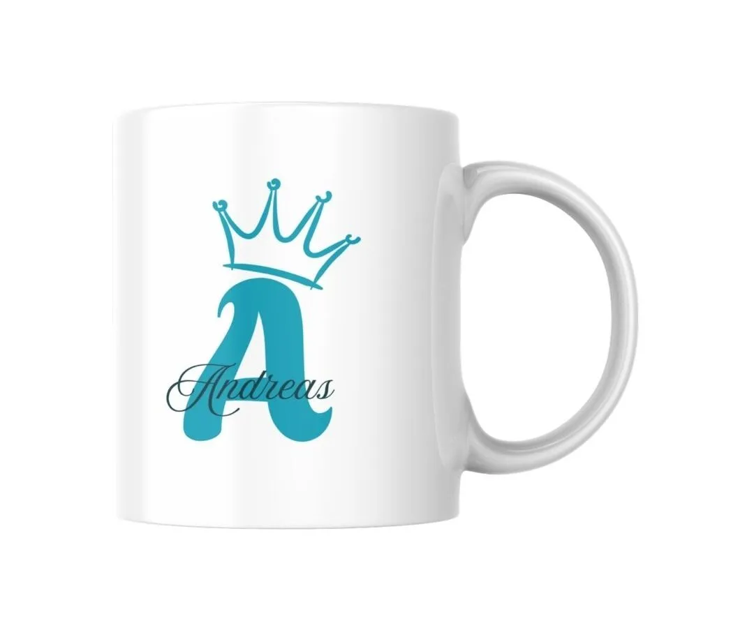 Personalisierte Tasse Buchstaben Krone